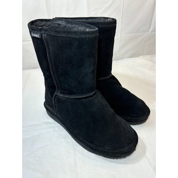BEARPAW BLACK SUEDE SHEEPSKIN/WOOL LINED  BOOTS - Picture 1 of 12